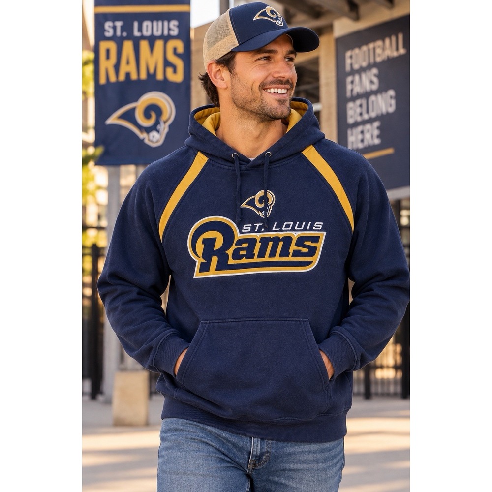 St Louis Rams NFL Hoodie Men's Large Navy Gold 2011 Team Apparel Football